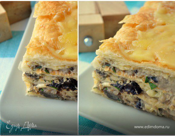 Горячий "Наполеон" с картофельно-грибным кремом Горячий "Наполеон" с картофельно-грибным кремом