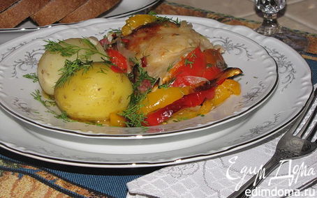 Рецепт Курочка, тушенная с овощами и острой салями (по-средиземноморски)