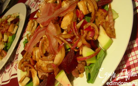 Рецепт Осенне-зимний салат с каштанами, свеклой и беконом