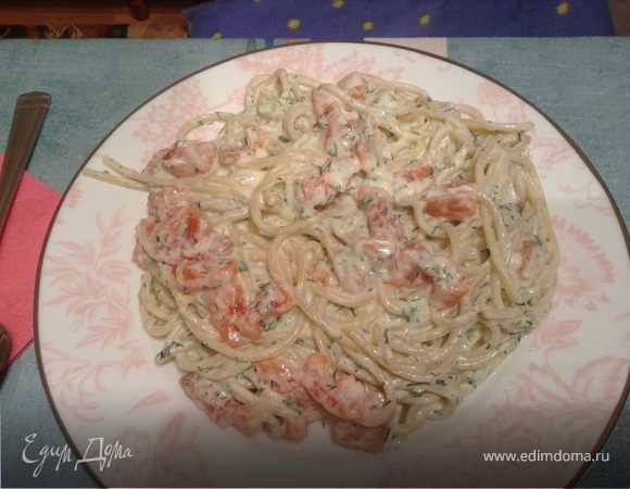 Паста с семгой и сливочным соусом Паста с семгой и сливочным соусом