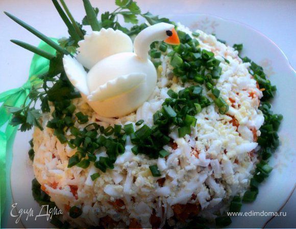 Салат с кальмарами «Лебединое озеро»