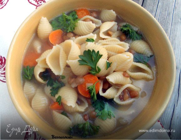 Суп с пастой и чечевицей Суп с пастой и чечевицей