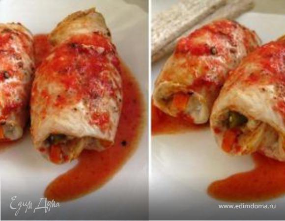Куриные рулетики с овощами Куриные рулетики с овощами