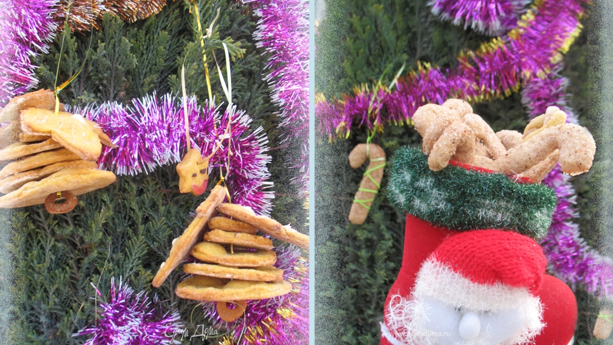 Вкусная елка. Печенье "Крючки и колокольчик"