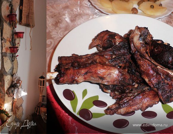 Рождественский барашек, приготовленный в камине