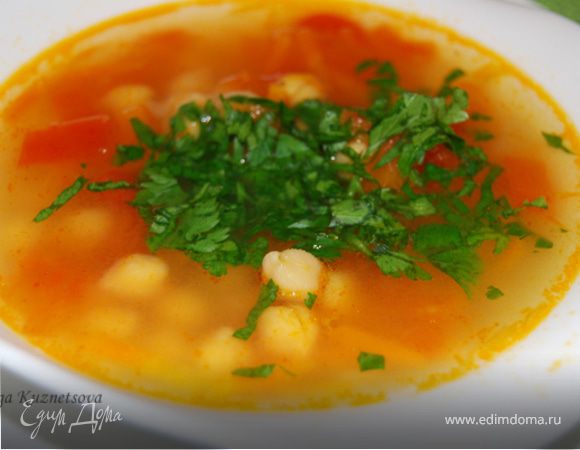 Суп из нута и помидоров