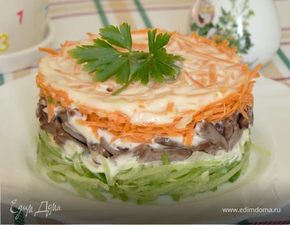 Салат с зеленой редькой и куриными сердцами Салат с зеленой редькой и куриными сердцами