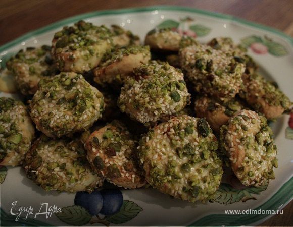 Печенье с курагой, кунжутом и фисташками Печенье с курагой, кунжутом и фисташками