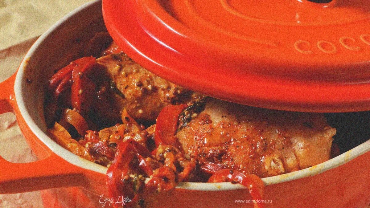 Куриные грудки со сладким перцем в сливочно-горчичном соусе