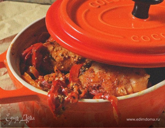 Куриные грудки со сладким перцем в сливочно-горчичном соусе