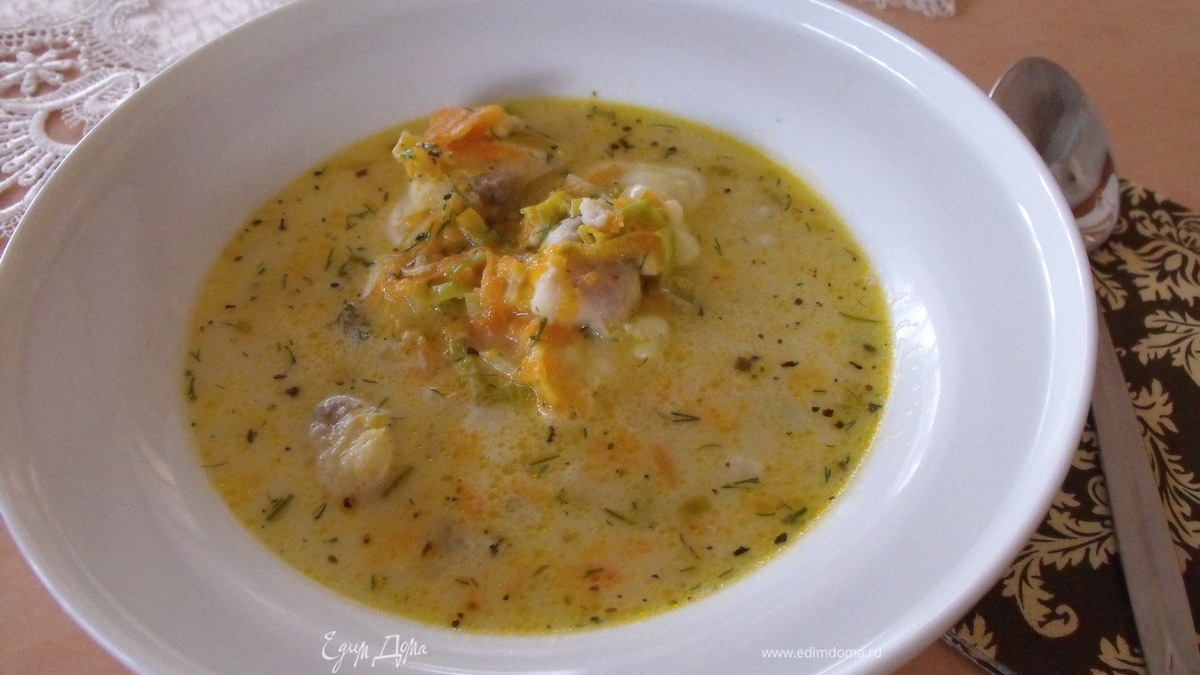 Зимний, сливочный рыбный супчик