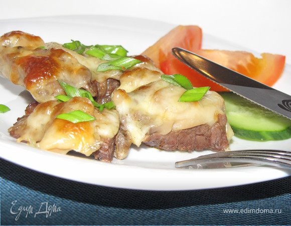 Отбивная с сыром и грибами Отбивная с сыром и грибами