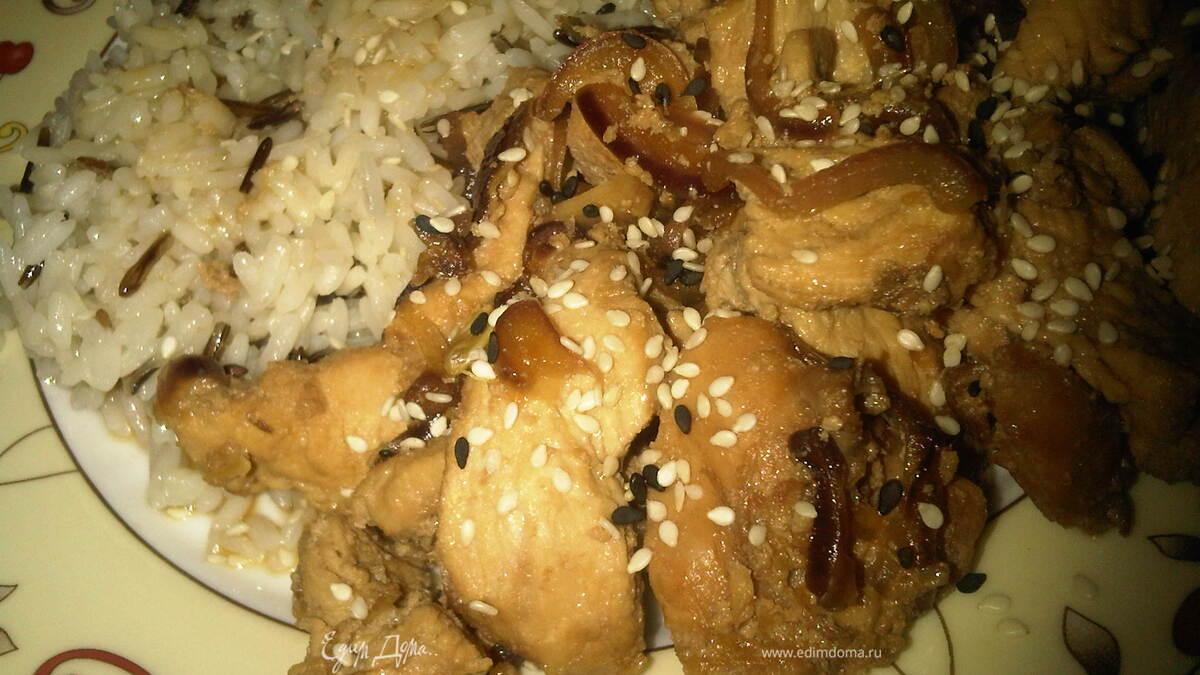 Индейка с соевым соусом, медом и имбирем