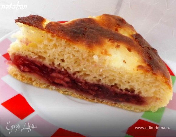 Пирог из дрожжевого оладьевого теста с яблоками и джемом Пирог из дрожжевого оладьевого теста с яблоками и джемом