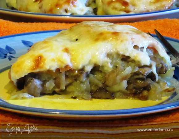 Картофельная запеканка с  грибами и сыром