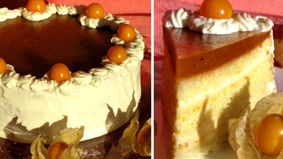 Бисквитно-муссовый торт "Апельсин и хурма"