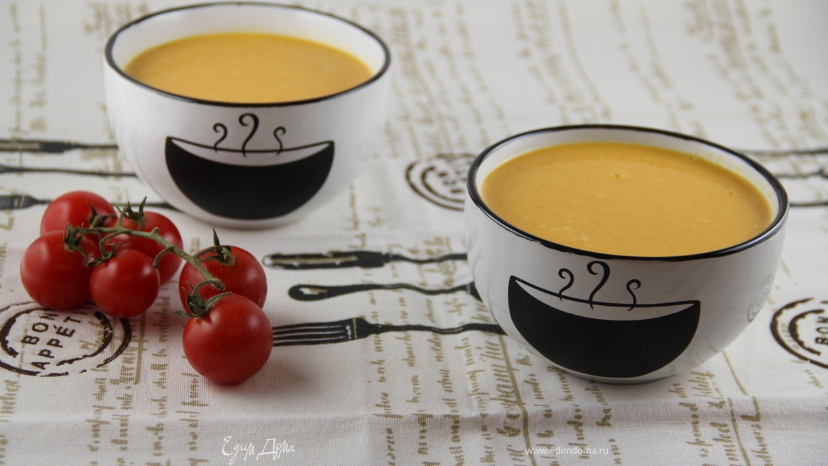 Тыквенно-морковный суп-пюре с кокосовым молоком и имбирем