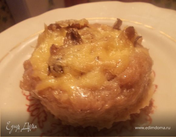 Мясные "гнезда" с грибами и сыром Мясные "гнезда" с грибами и сыром