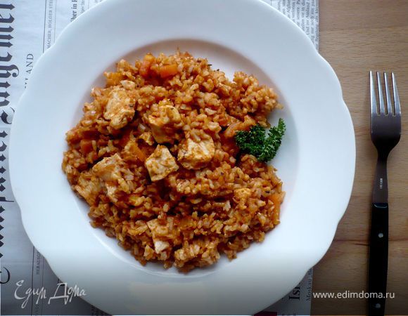 Филе куриной грудки, запеченное с рисом и овощами «Скорый поезд на Луизиану»