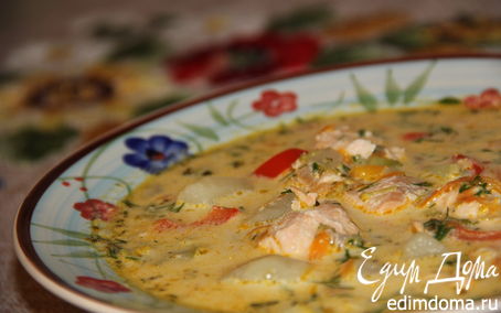 Рецепт Сливочный суп с семгой и брокколи