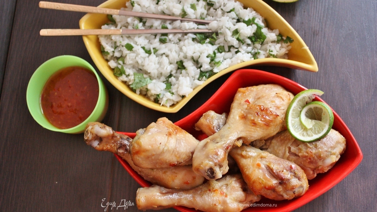 Тайские куриные ножки и кокосовый рис