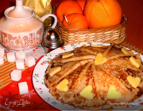 Тонкие блинчики с сырной прослойкой