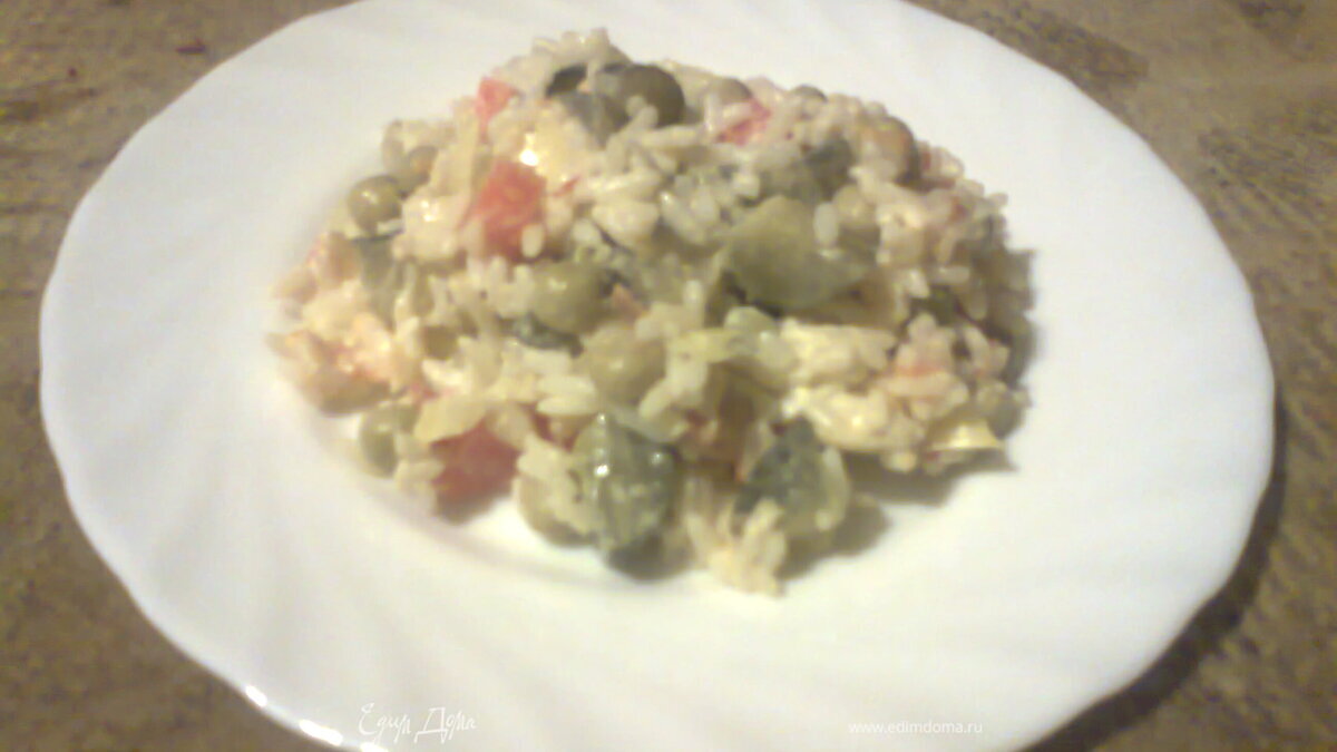 Острый салат с рисом