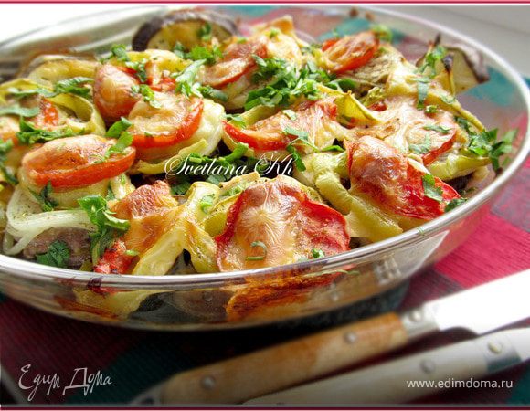Баклажаны с мясом и овощами