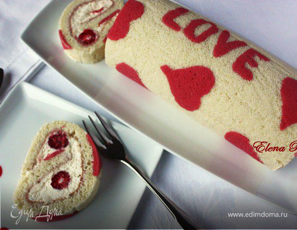 "Любовный" рулет с рисунком "Любовный" рулет с рисунком