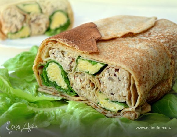 Шахматный террин из блинов с двумя видами начинки Шахматный террин из блинов с двумя видами начинки