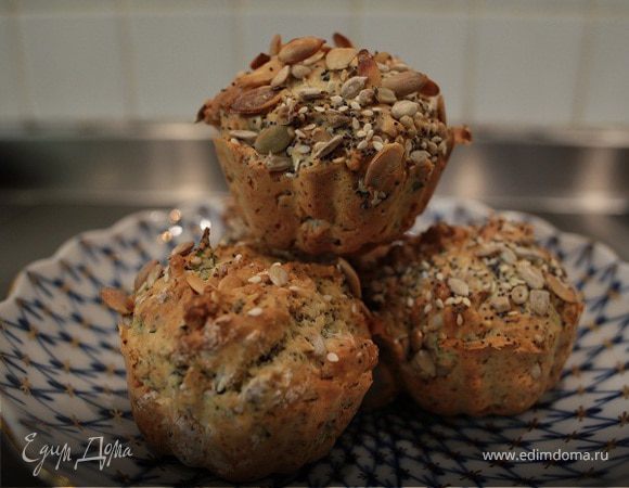 Булочки с семечками и зеленью Булочки с семечками и зеленью