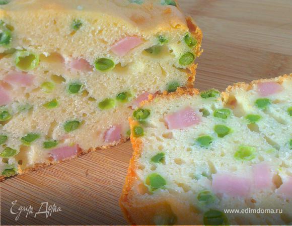 Кекс с ветчиной и зеленым горошком