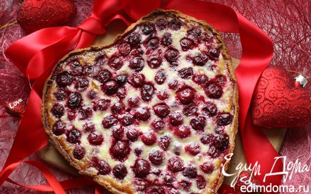 Рецепт "Мое вишневое сердце", или праздничный вишневый тарт с миндалем