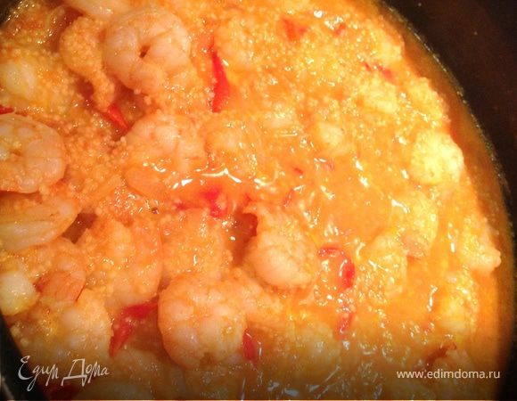 Креветки с кускусом в кокосовом молоке