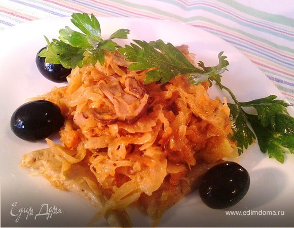 Капуста с грибами, тушенная в сыворотке Капуста с грибами, тушенная в сыворотке