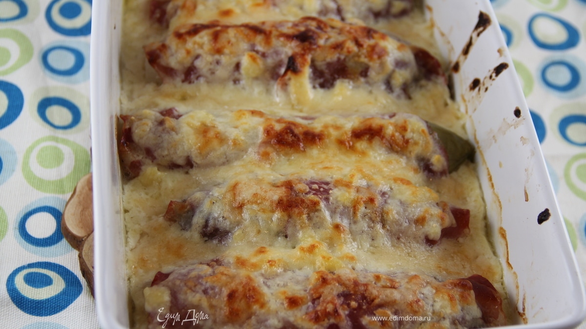 Гратен из цикория с ветчиной и сырным соусом по-бельгийски