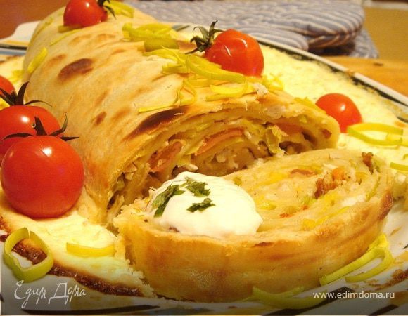 Паста-рулет с курицей и беконом для защитников Отечества