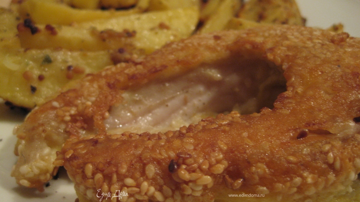 Рыба в сырно-кунжутной корочке