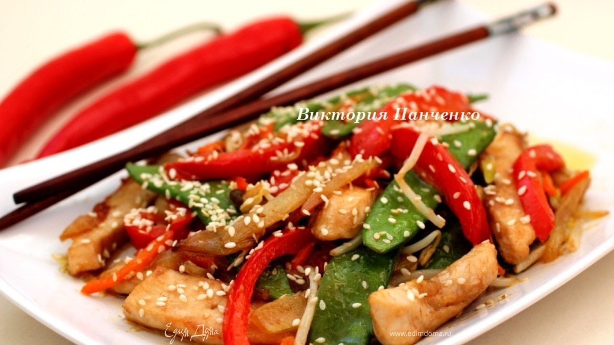 Стир фрай из курицы с овощами