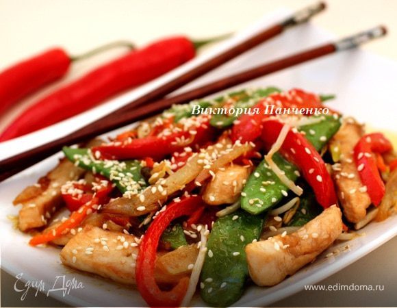 Стир фрай из курицы с овощами