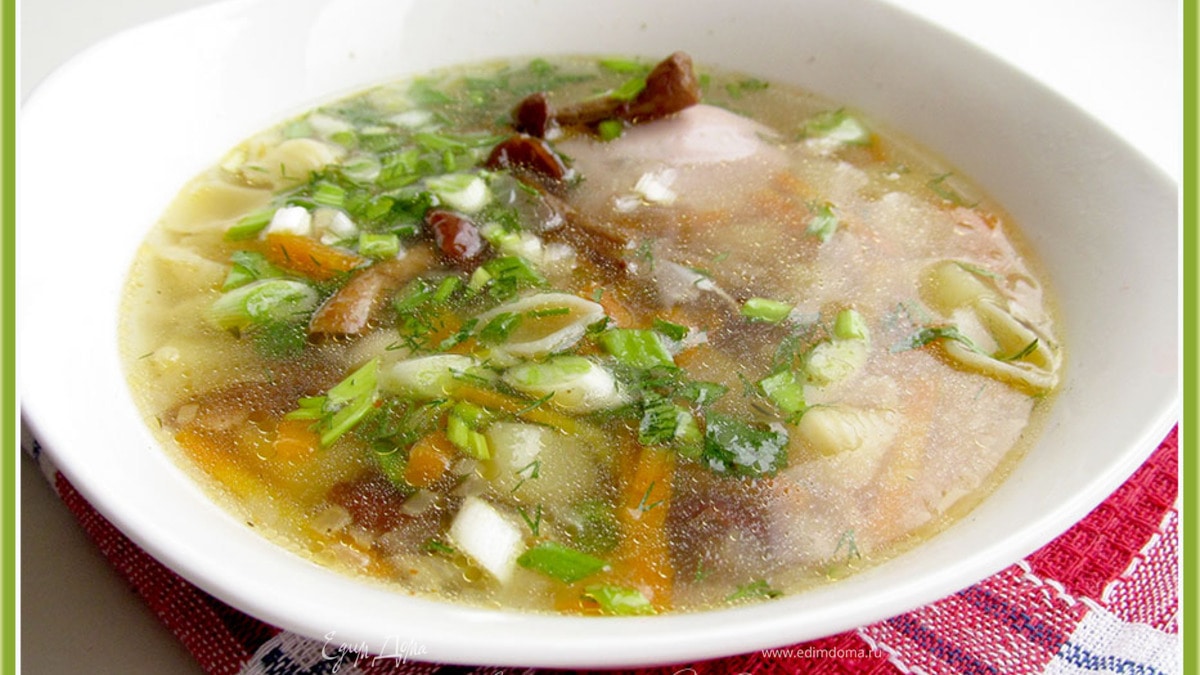 Суп с курицей и грибами