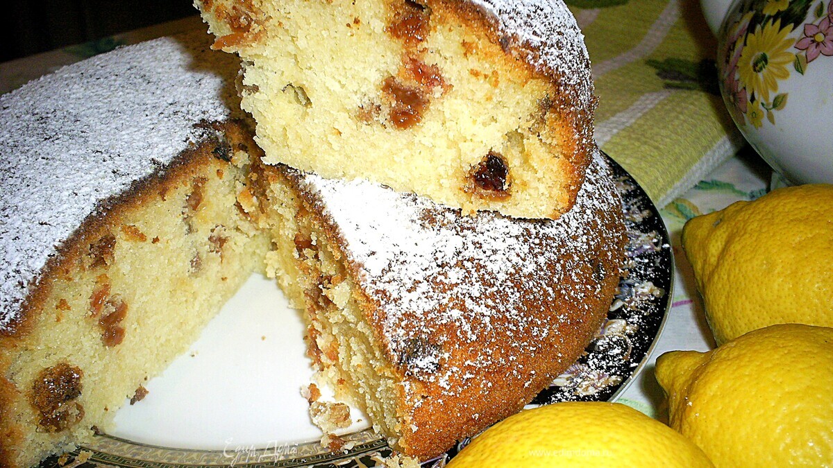 Ароматный лимонный кекс с изюмом