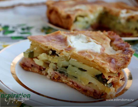 Картофельный пирог с ветчиной