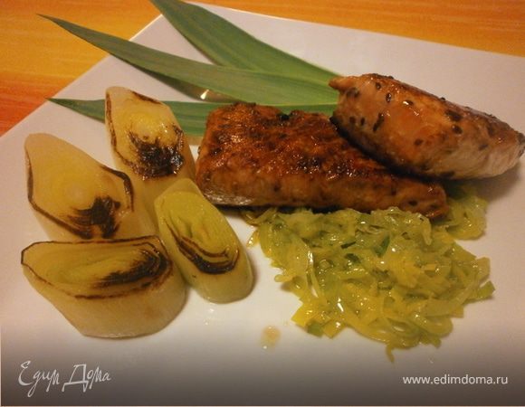 Семга с луком-пореем и ванилью Семга с луком-пореем и ванилью
