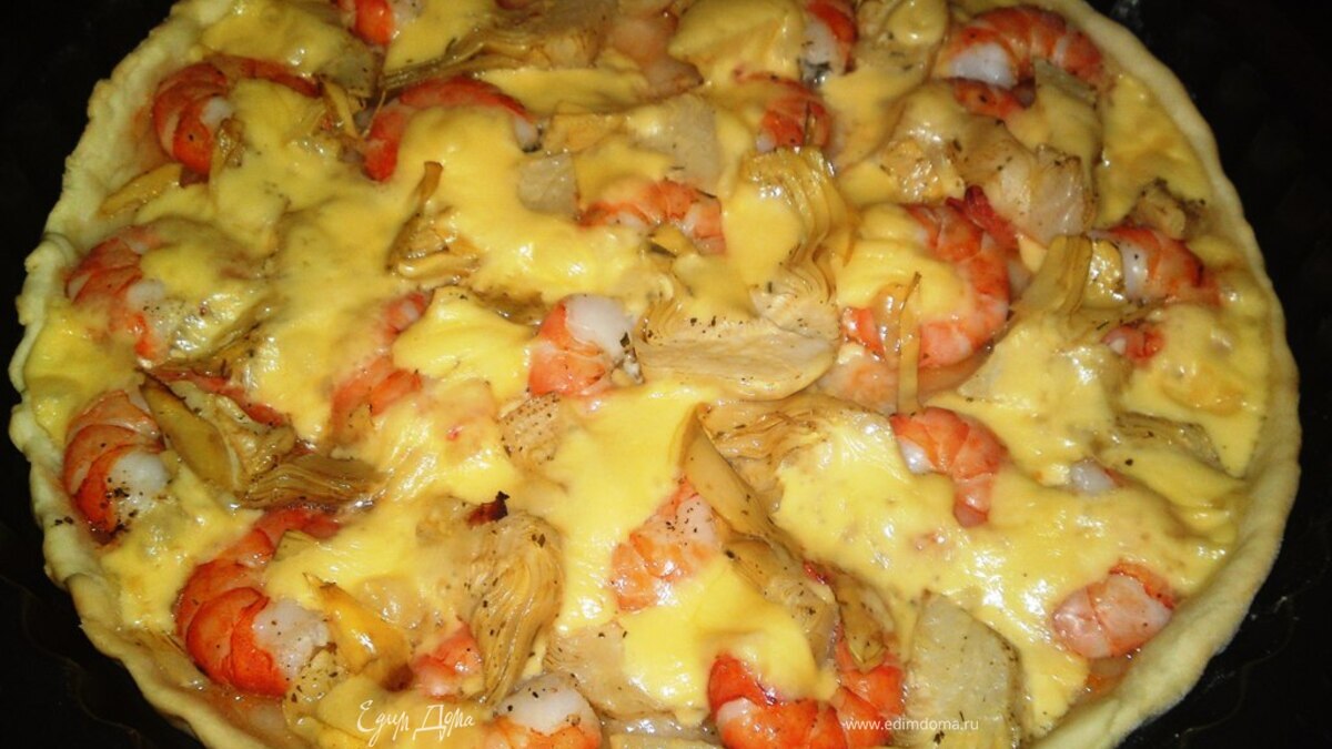 Пицца с креветками и артишоками