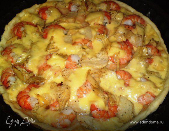Пицца с креветками и артишоками