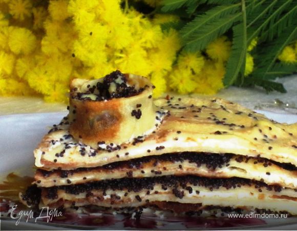 Блинный торт с творожно-маковой начинкой Блинный торт с творожно-маковой начинкой