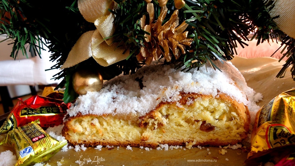 Ароматный апельсиновый штоллен с миндально-апельсиновым грильяжем