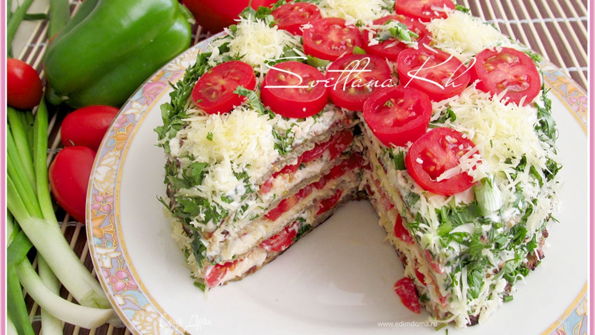 Закусочный баклажанный торт