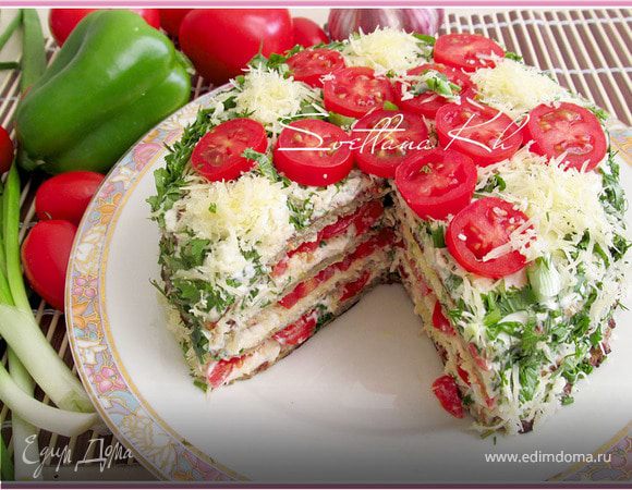 Закусочный баклажанный торт Закусочный баклажанный торт